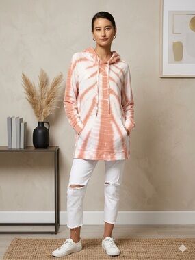 Young Fabulous & Broke Warren Oversized Hoodie Coral Tie Dye Women’s Small NWT